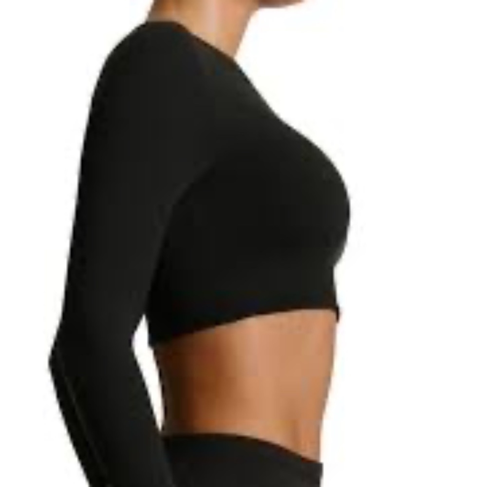 Naked Wardrobe Small | Black Ribbed Long Sleeve Crop Top
